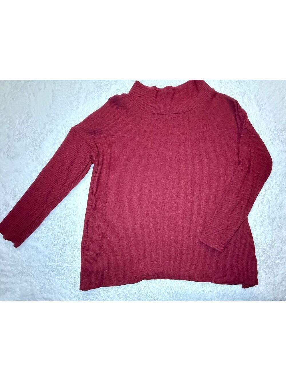 Burgundy Mock Neck Long Sleeve Sweater